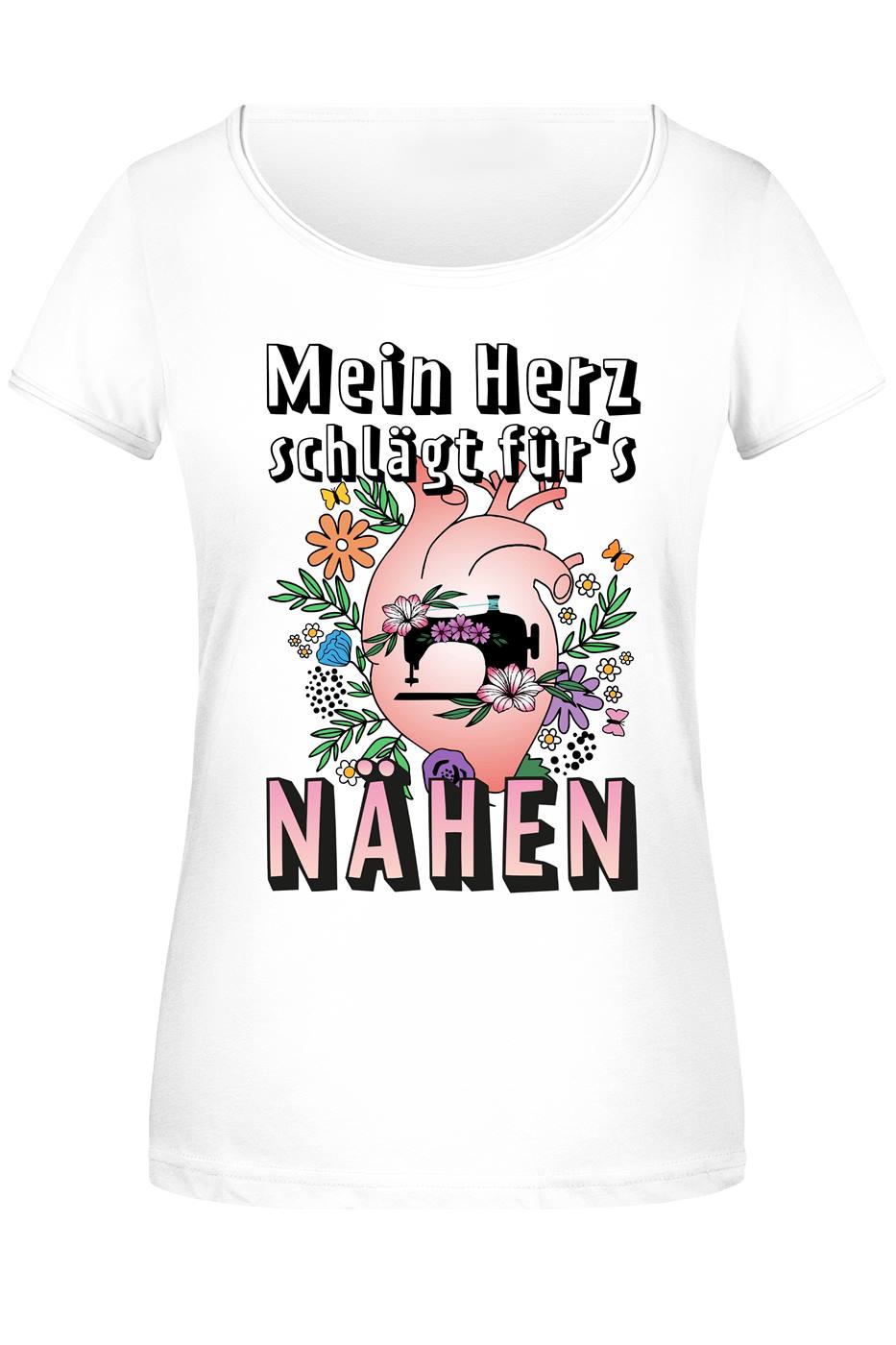 T-Shirt Damen - Mein Herz schlägt für's Nähen