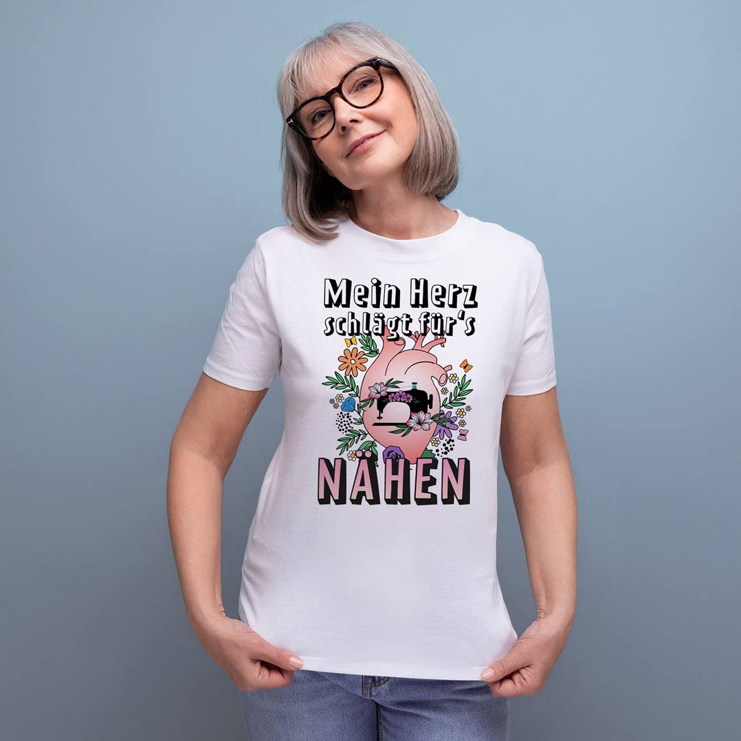 T-Shirt Damen - Mein Herz schlägt für's Nähen