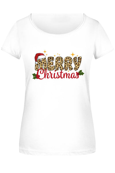 T-Shirt Damen - Merry Christmas (Leo-Print)