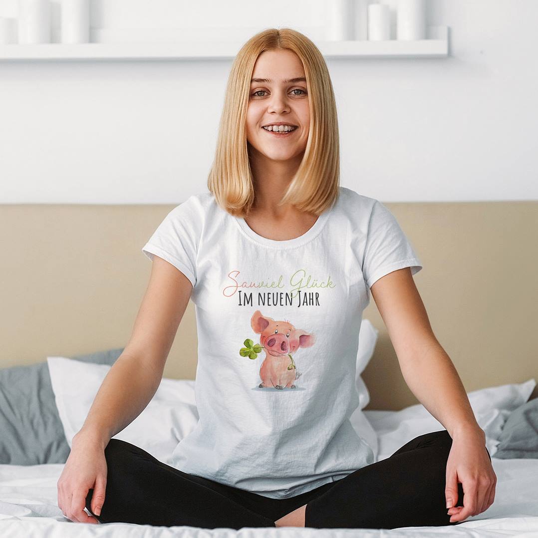 T-Shirt Damen - Sauviel Glück im neuen Jahr