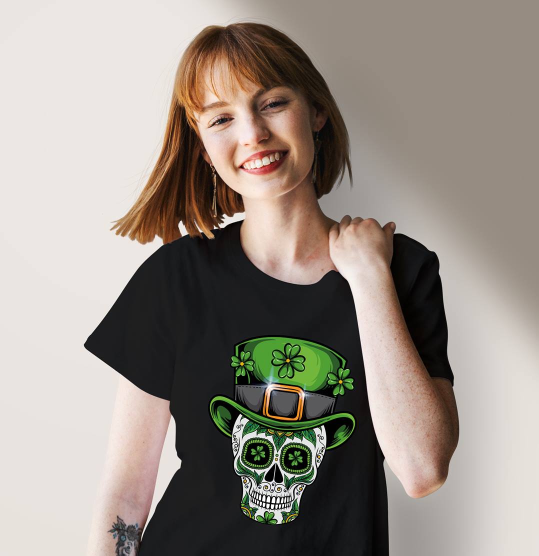 T-Shirt Damen - St. Patricks Day Totenkopf