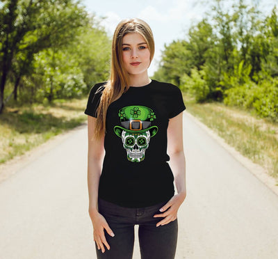 T-Shirt Damen - St. Patricks Day Totenkopf