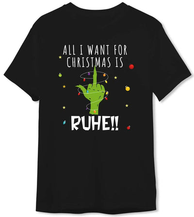 Bild: T-Shirt Herren - Grinch - All I want for Christmas is Ruhe! (Mittelfinger) Geschenkidee