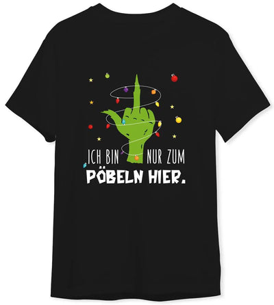 Bild: T-Shirt Herren - Grinch - Ich bin nur zum Pöbeln hier. (Mittelfinger) Geschenkidee