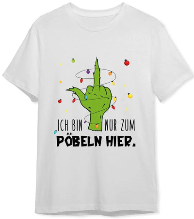 Bild: T-Shirt Herren - Grinch - Ich bin nur zum Pöbeln hier. (Mittelfinger) Geschenkidee