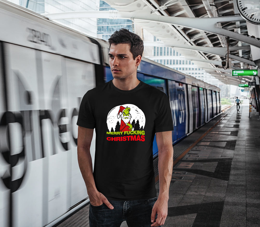 T-Shirt Herren - Grinch - Merry fucking Christmas