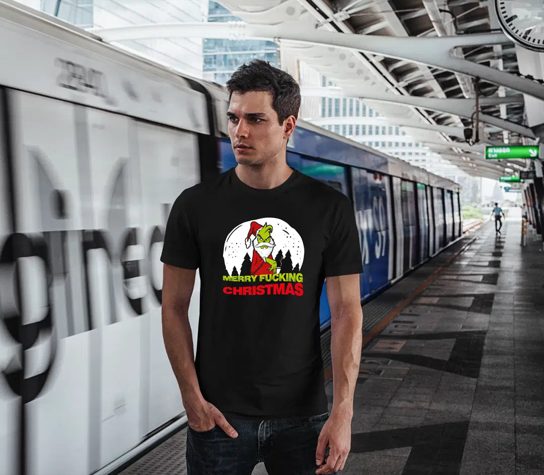T-Shirt Herren - Grinch - Merry fucking Christmas