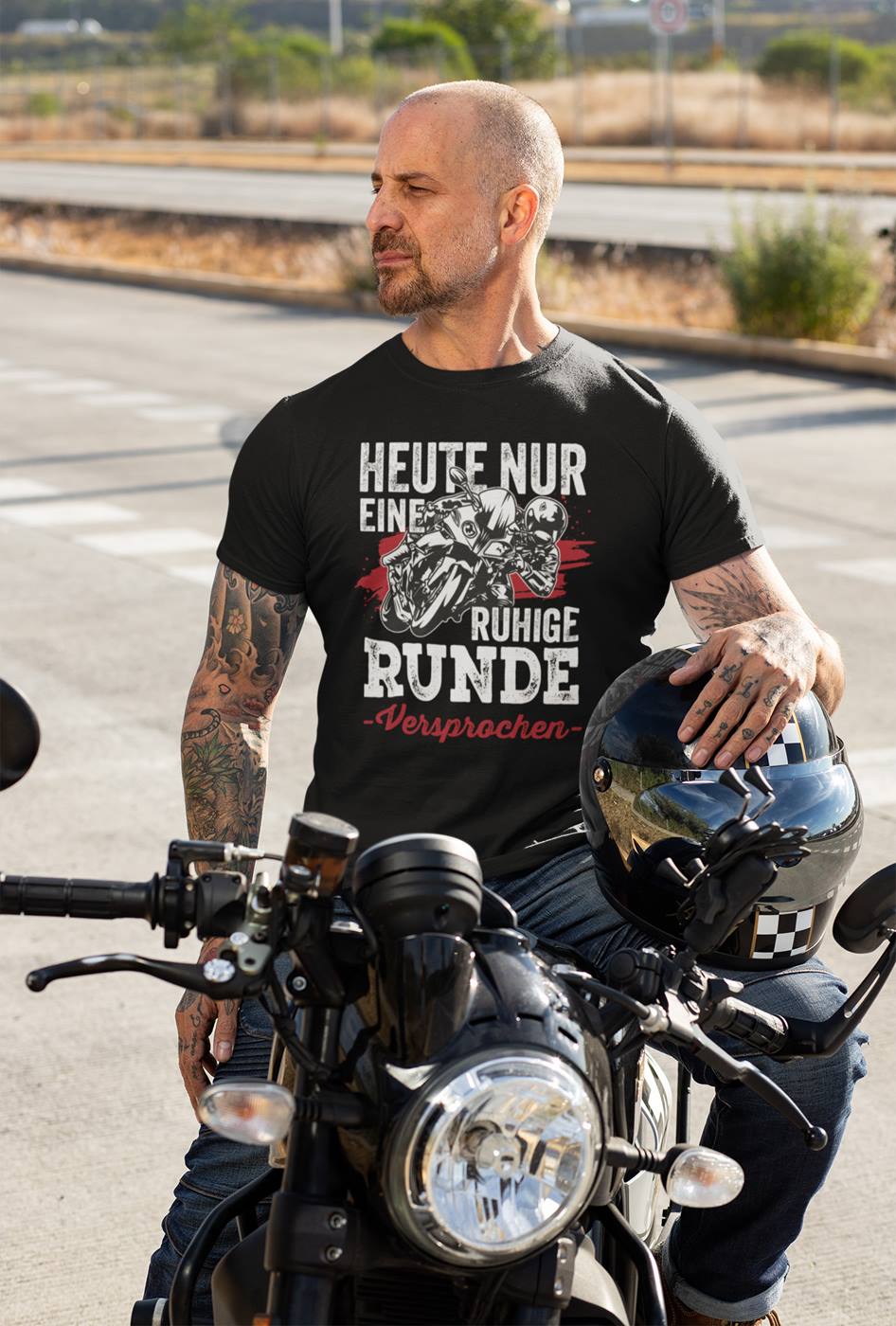 T-Shirt Herren - Heute nur eine ruhige Runde - Versprochen. (Motorrad)
