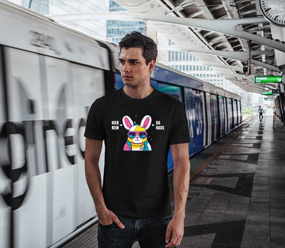 T-Shirt Herren - Hier rein, da raus (Hase)