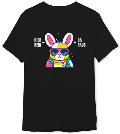 T-Shirt Herren - Hier rein, da raus (Hase)