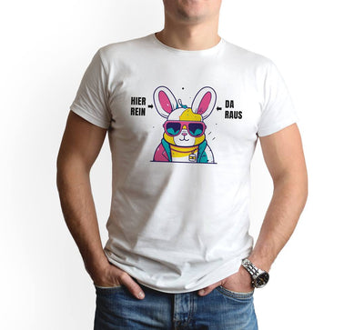 T-Shirt Herren - Hier rein, da raus (Hase)