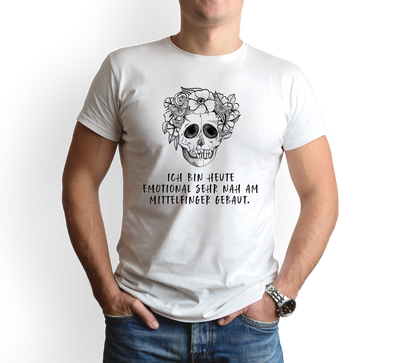 T-Shirt Herren - Ich bin heute emotional sehr nah am Mittelfinger gebaut. - Totenkopf