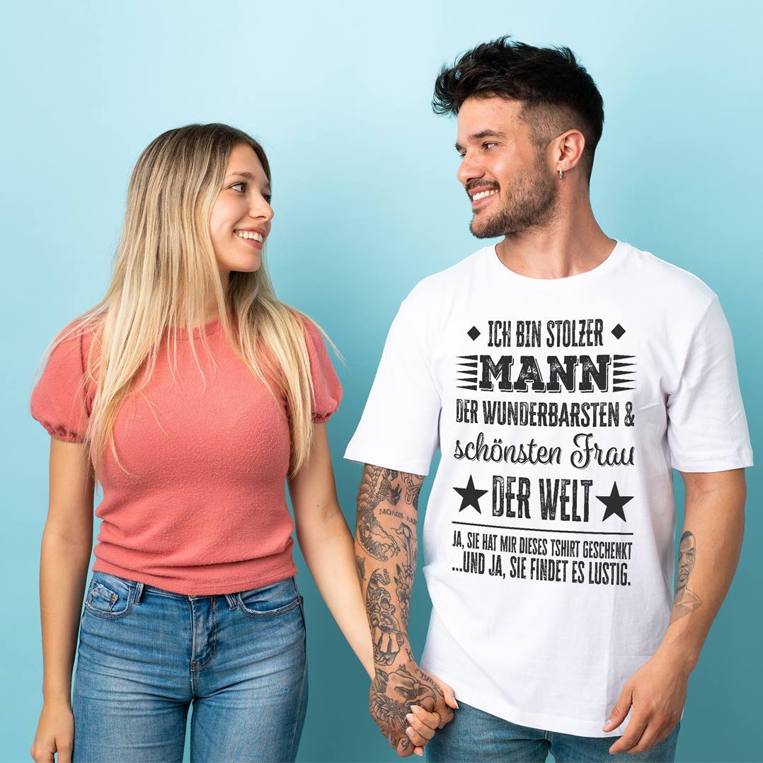 T-Shirt Herren - Ich bin stolzer Mann der wunderbarsten & schönsten Frau der Welt