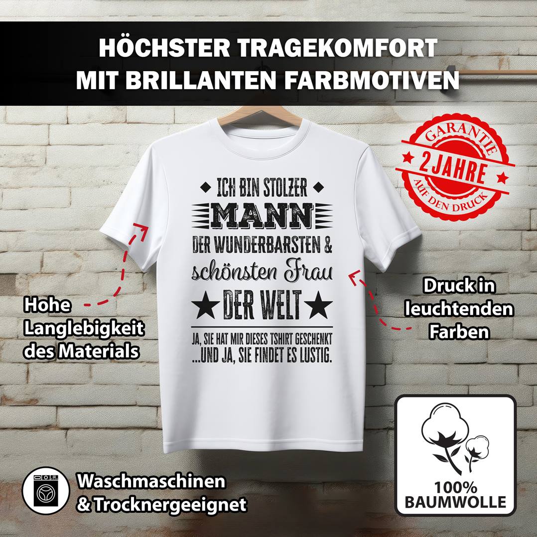 T-Shirt Herren - Ich bin stolzer Mann der wunderbarsten & schönsten Frau der Welt