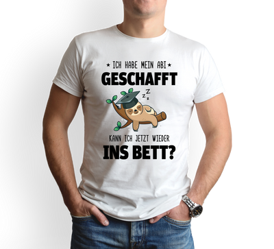 T-Shirt Herren - Faultier - Ich habe mein Abi geschafft. Kann ich jetzt wieder ins Bett? - V2