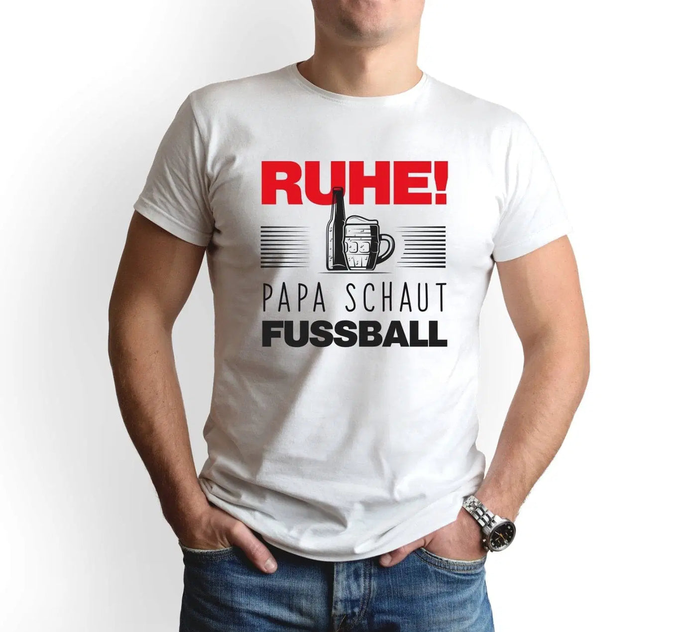 Bild: T-Shirt Herren - Ruhe! Papa schaut Fussball Geschenkidee