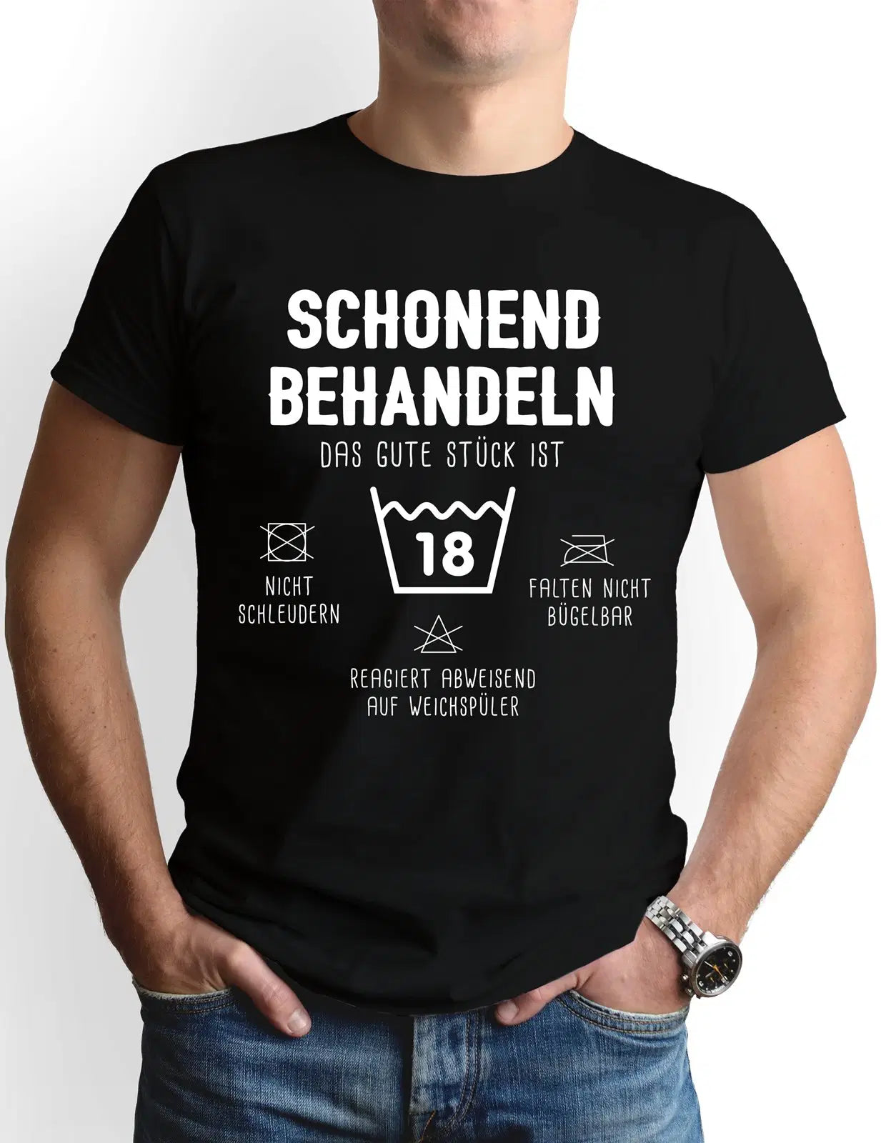 Bild: T-Shirt Herren - Schonend behandeln Das gute Stück ist 18 Geschenkidee
