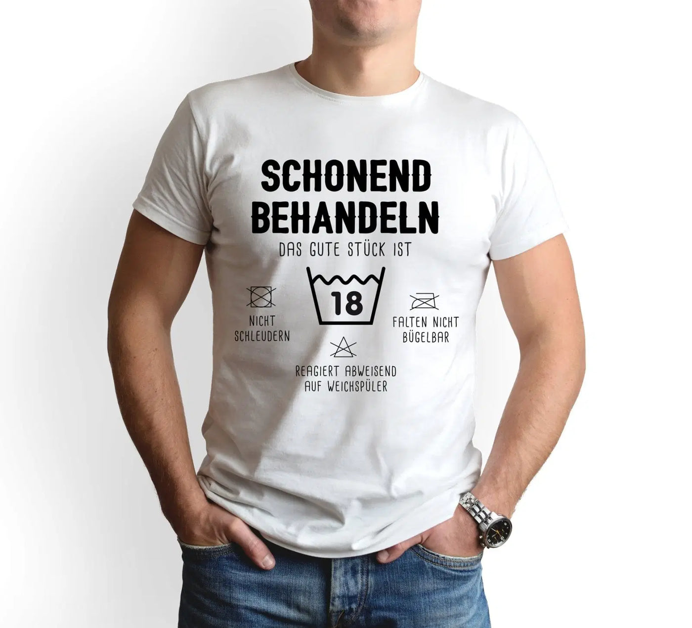Bild: T-Shirt Herren - Schonend behandeln Das gute Stück ist 18 Geschenkidee