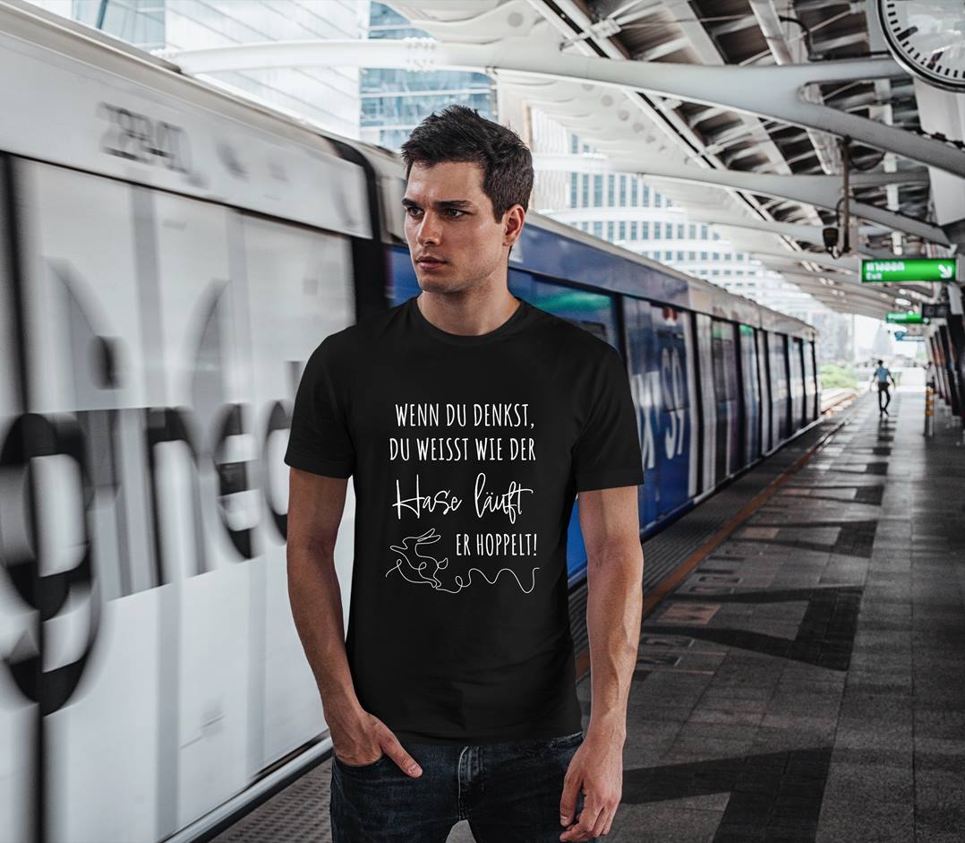 T-Shirt Herren - Wenn Du denkst, Du weißt wie der Hase läuft - er hoppelt!