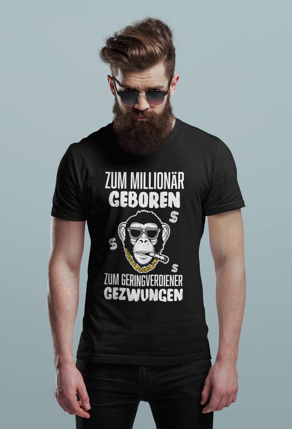 T-Shirt Herren - Zum Millionär geboren, zum Geringverdiener gezwungen