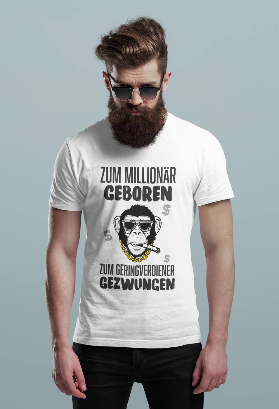 T-Shirt Herren - Zum Millionär geboren, zum Geringverdiener gezwungen