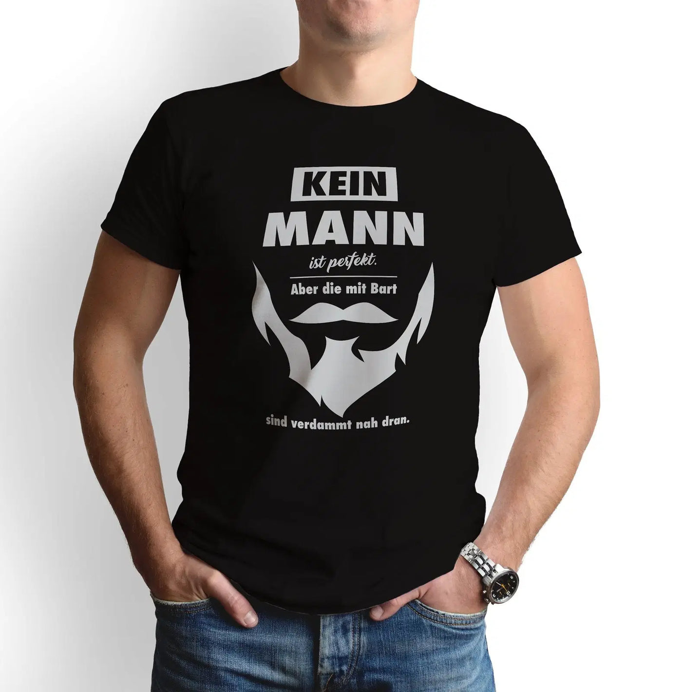 Bild: T-Shirt - Kein Mann ist perfekt. Aber die mit Bart sind verdammt nah dran. Geschenkidee