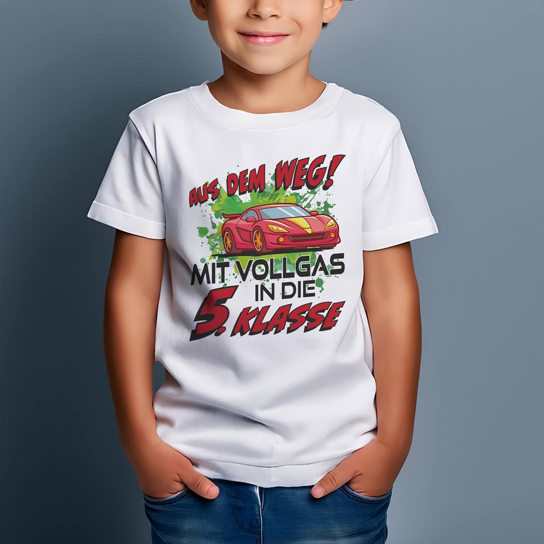 T-Shirt Kinder - Aus dem Weg! Mit Vollgas in die 5. Klasse