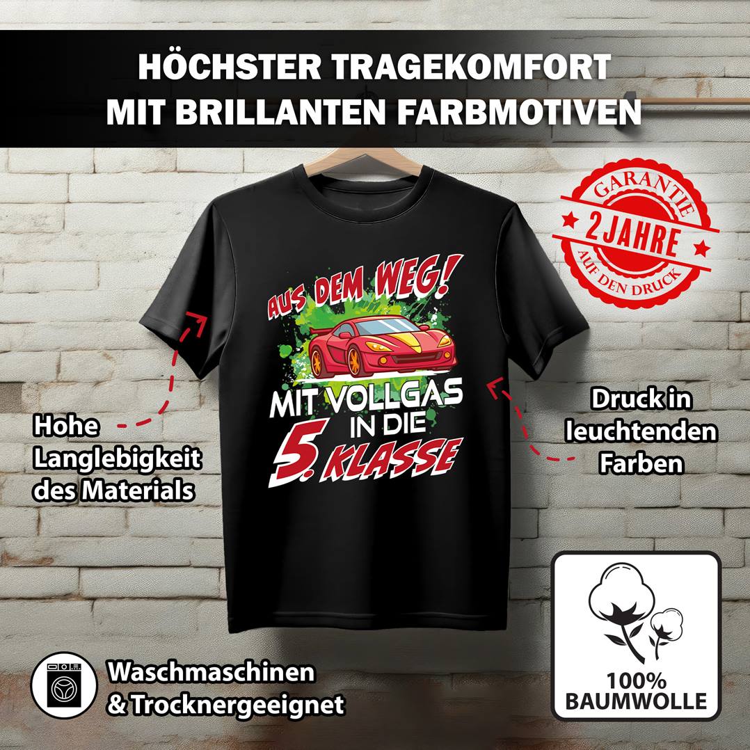 T-Shirt Kinder - Aus dem Weg! Mit Vollgas in die 5. Klasse