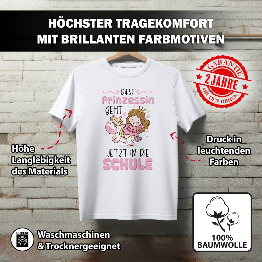 T-Shirt Kinder - Diese Prinzessin geht jetzt in die Schule