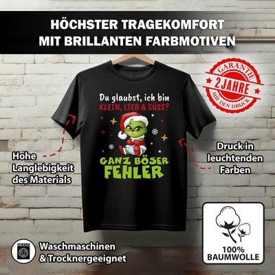 T-Shirt Kinder - Baby Grinch - Du glaubst, ich bin klein, lieb & süss? Ganz böser Fehler