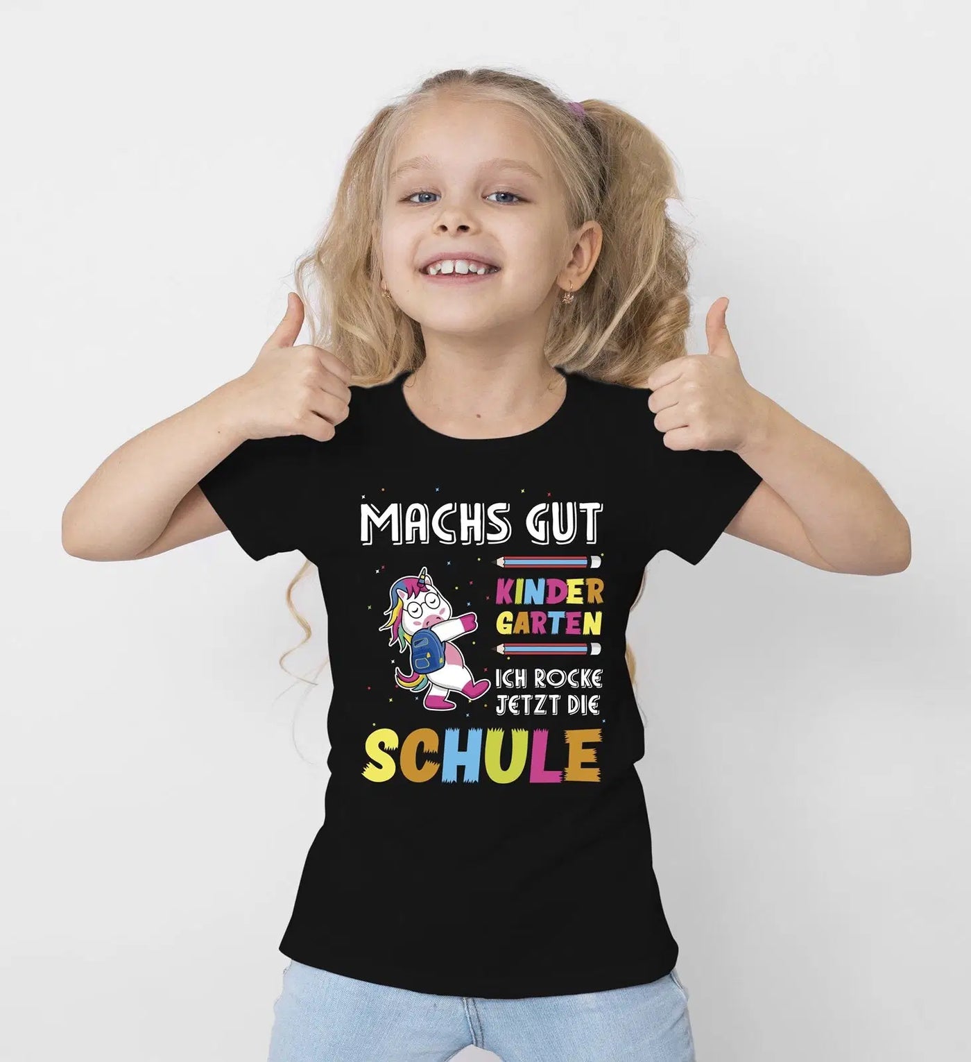 Bild: T-Shirt Kinder - Machs gut Kindergarten Ich rocke jetzt die Schule (Einhorn) Geschenkidee