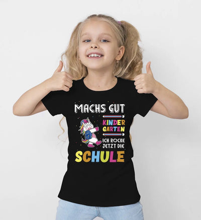 Bild: T-Shirt Kinder - Machs gut Kindergarten Ich rocke jetzt die Schule (Einhorn) Geschenkidee