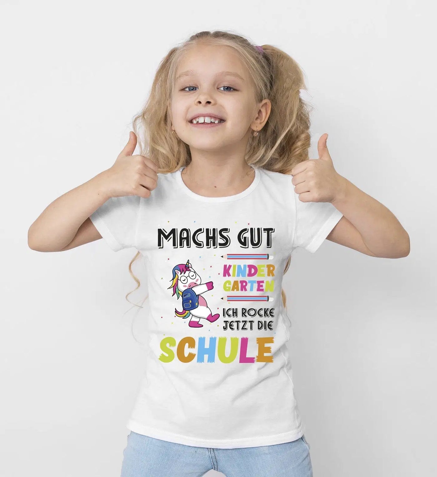 Bild: T-Shirt Kinder - Machs gut Kindergarten Ich rocke jetzt die Schule (Einhorn) Geschenkidee