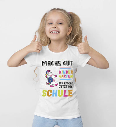 Bild: T-Shirt Kinder - Machs gut Kindergarten Ich rocke jetzt die Schule (Einhorn) Geschenkidee