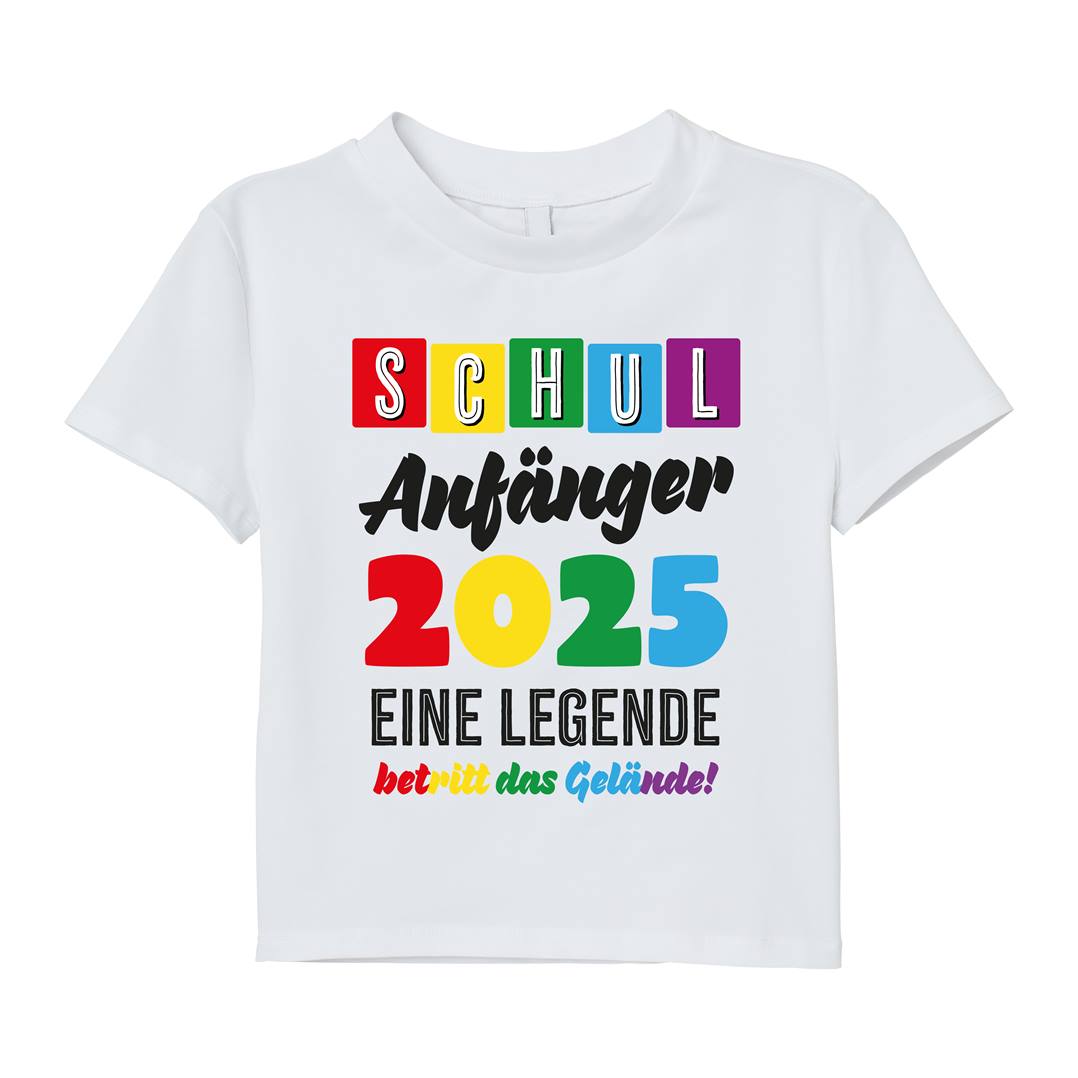 T-Shirt Kinder - Schulanfänger 2025 Eine Legende betritt das Gelände!