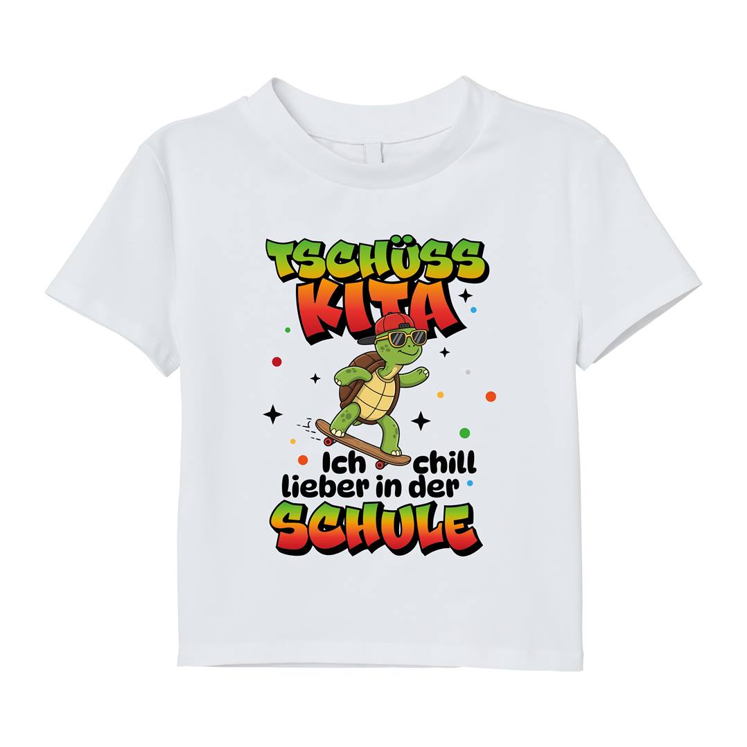 T-Shirt Kinder - Tschüss Kita - Ich chill lieber in der Schule (Schildkröte)
