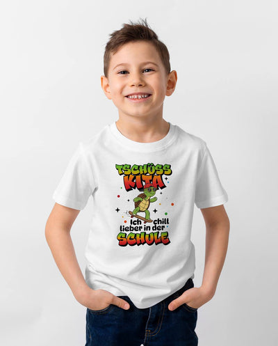 T-Shirt Kinder - Tschüss Kita - Ich chill lieber in der Schule (Schildkröte)