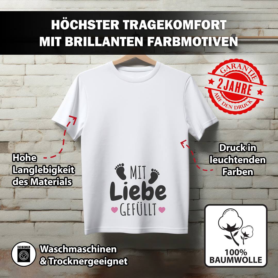 T-Shirt - Mit Liebe gefüllt (Schwangerschaft)