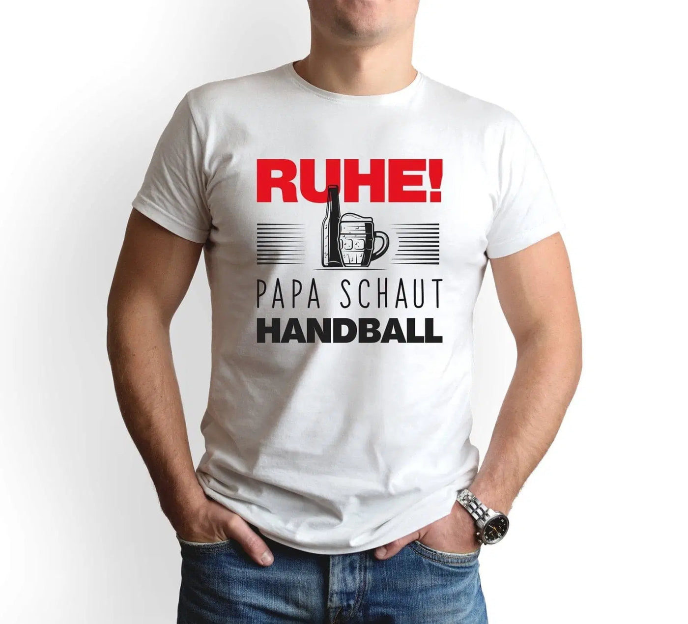 Bild: T-Shirt - Ruhe! Papa schaut Handball Geschenkidee