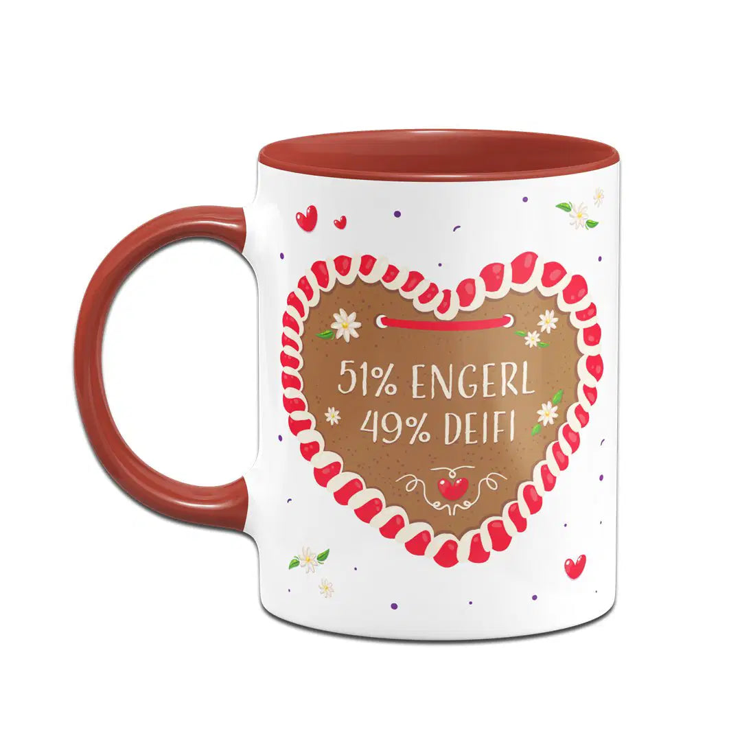 Bild: Tasse - 51% Engerl 49% Deifi (Lebkuchenherz) Geschenkidee