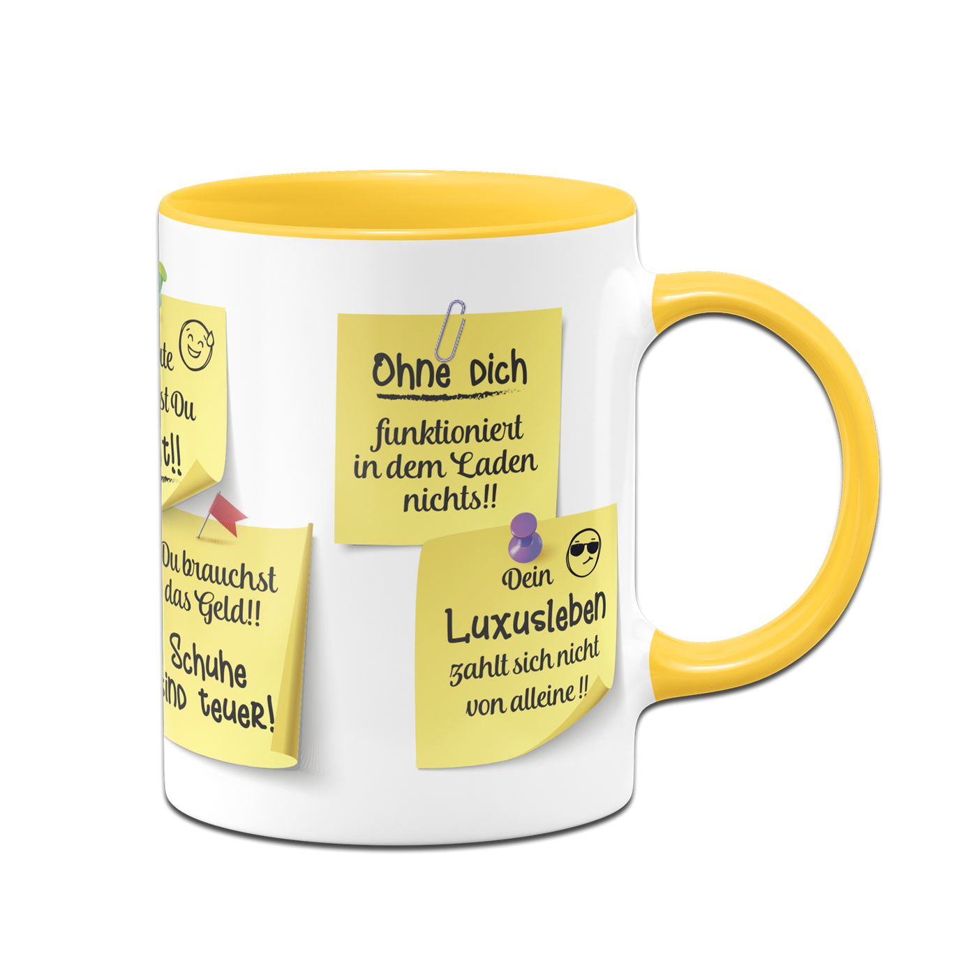 Tasse - Motivationstasse mit Klebezetteln (Arbeit)