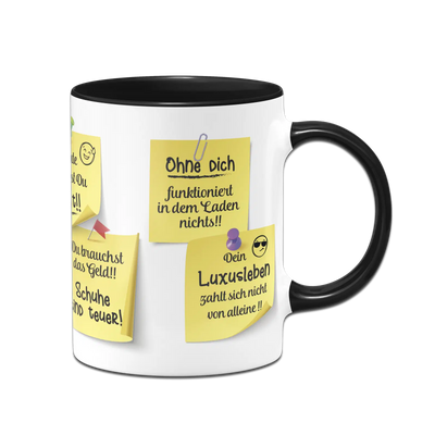 Tasse - Motivationstasse mit Klebezetteln (Arbeit)
