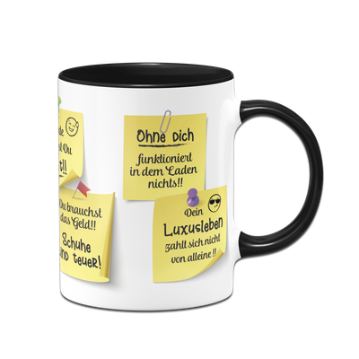 Tasse - Motivationstasse mit Klebezetteln (Arbeit)