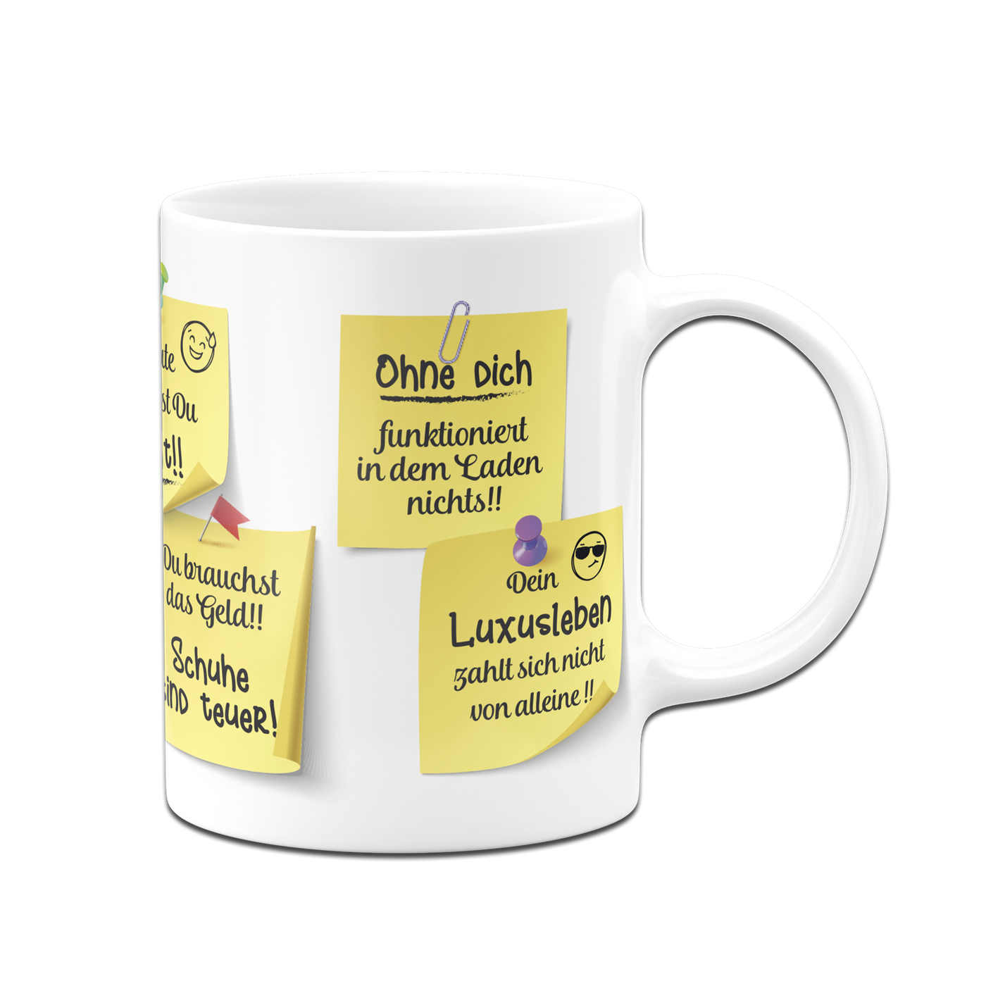 Tasse - Motivationstasse mit Klebezetteln (Arbeit)