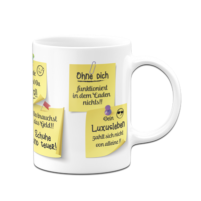 Tasse - Motivationstasse mit Klebezetteln (Arbeit)