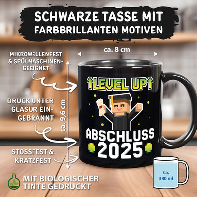 Tasse - Abschluss 2025 Level UP - Gamer Pixel Style - BL