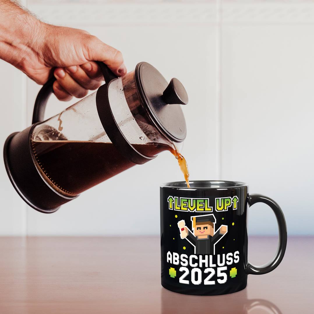 Tasse - Abschluss 2025 Level UP - Gamer Pixel Style - BL