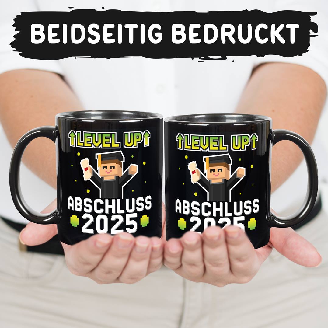 Tasse - Abschluss 2025 Level UP - Gamer Pixel Style - BL