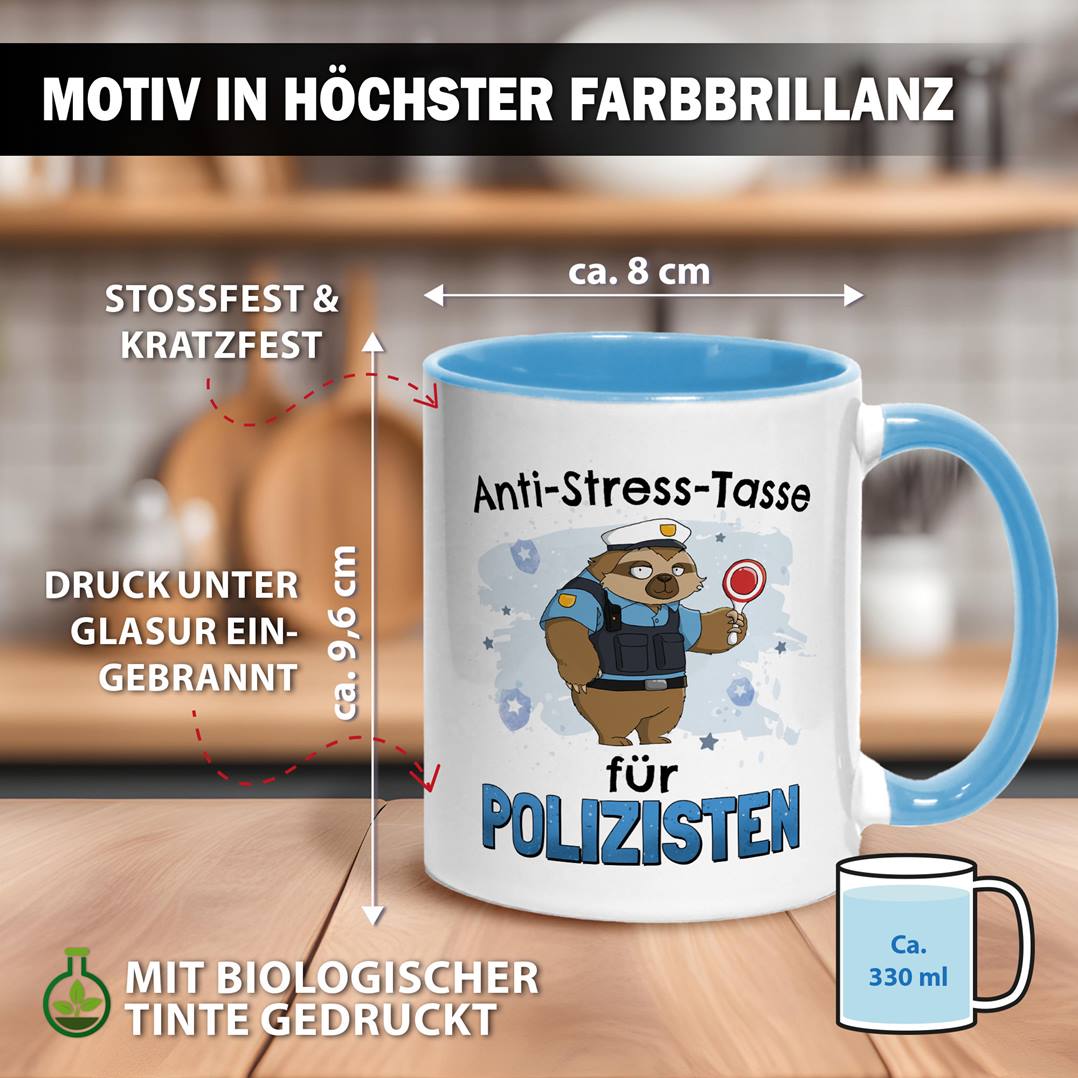Tasse - Anti-Stress-Tasse für Polizisten - Ratzfatz das Faultier