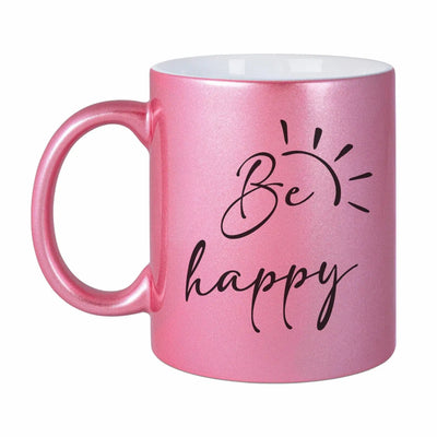 Bild: Tasse - Be happy - Metallictasse Geschenkidee